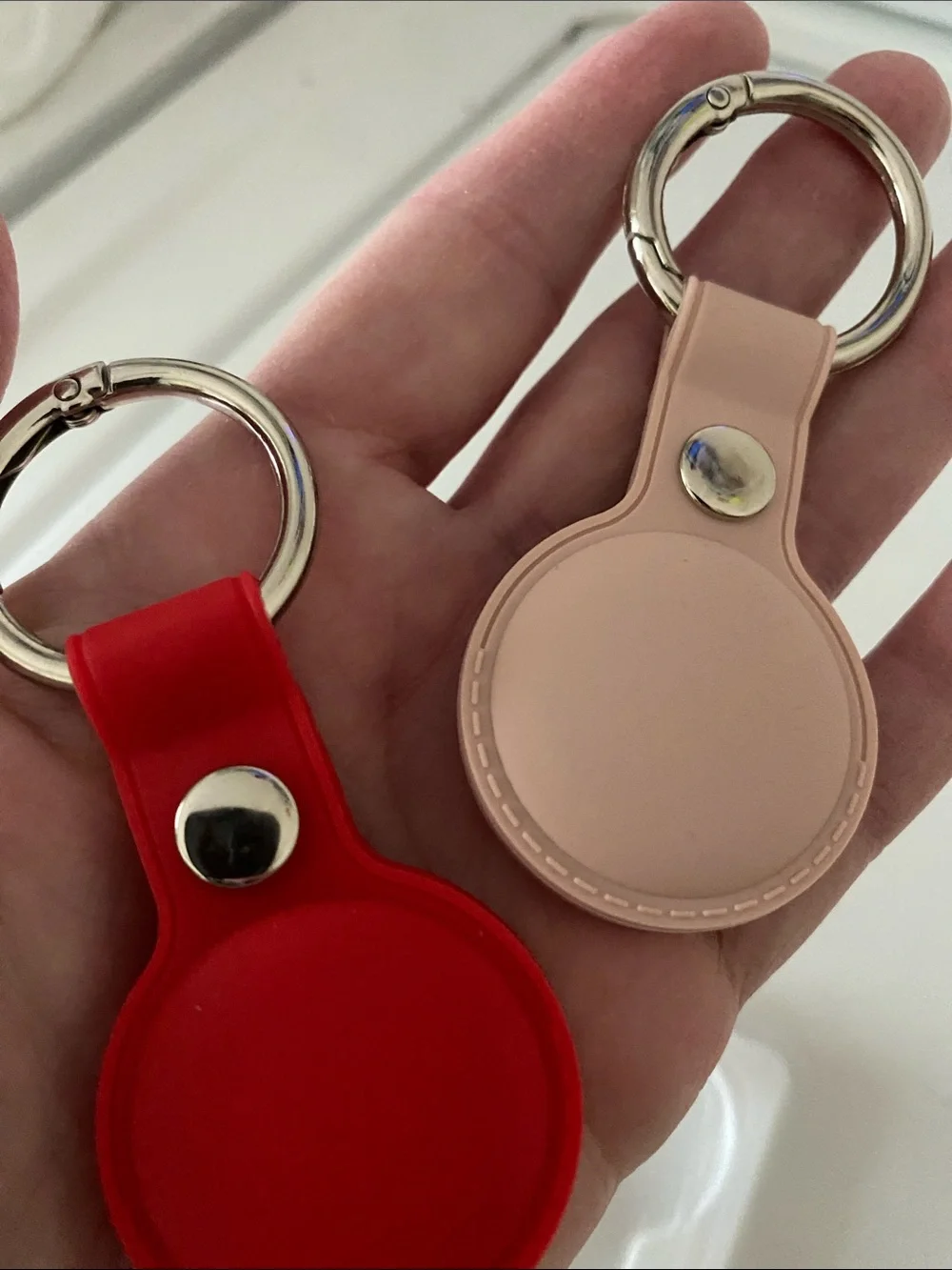 Red / Pink AirTag-Style Protective Key Ring Holder